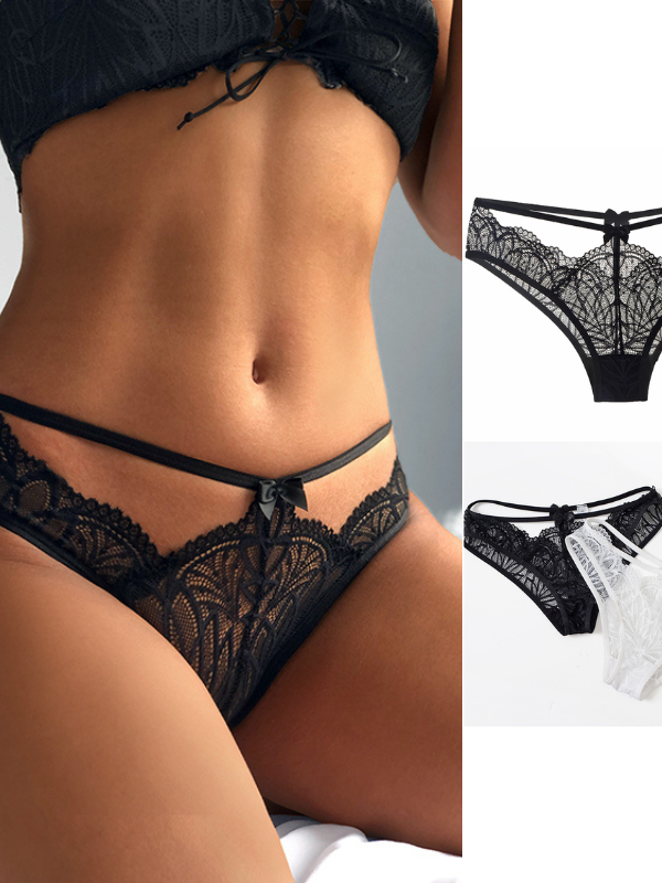 ZASUWA Women's Solid Color Lace Hollow Out Panties - Sexy Underwear for Date Night & Special Occasions