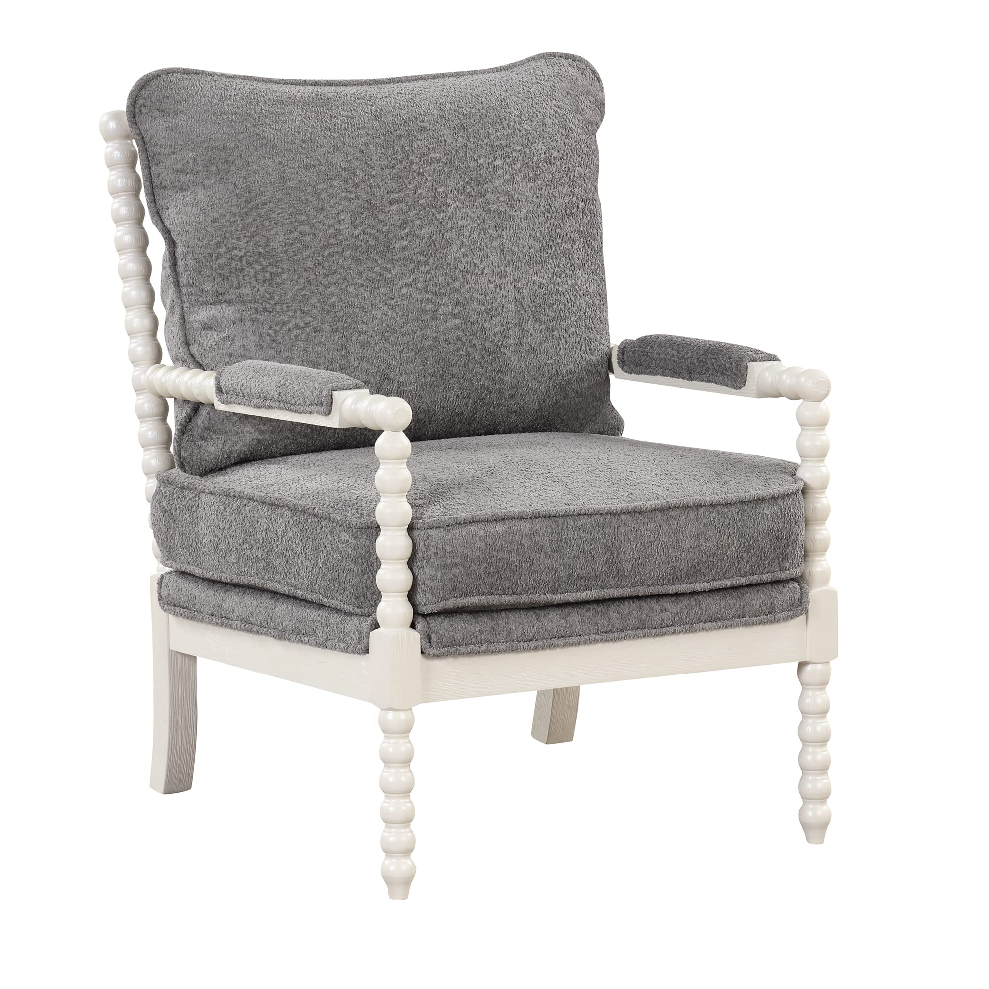 Modern Velvet Accent Chair with Ottoman - Tufted Armchair with Footrest, Lounge & Reading Chair for Small Spaces - Living Room, Bedroom, Office Decor (White + Gray 009) | Cozy Seating for Relaxing, Reading & Entertaining Guests