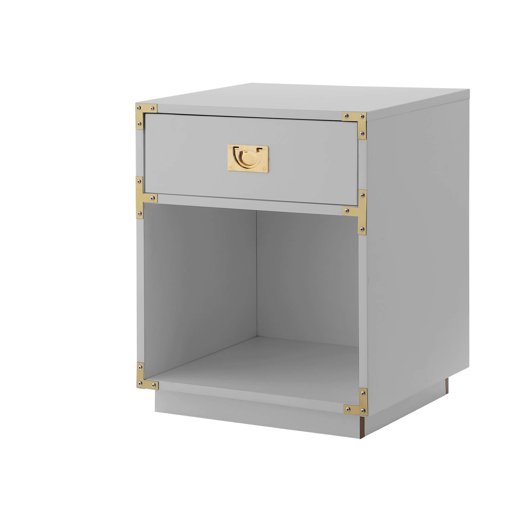 Modern Light Grey Side Table - Accent Table & Nightstand for Living Room, Bedroom & Office - Stylish End Table with Storage Shelf