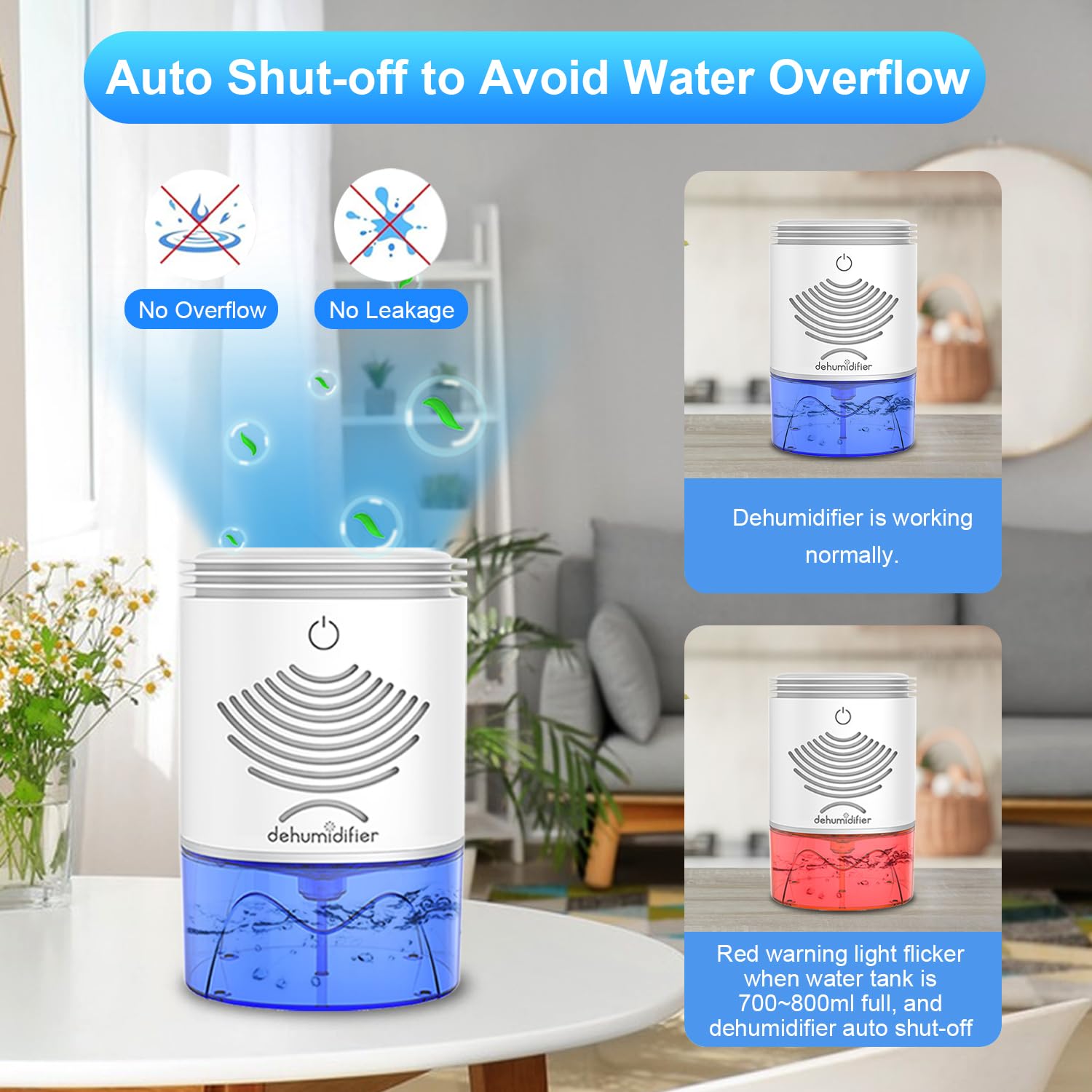 34 OZ Small Dehumidifier for Home - Auto Shut Off, Portable Mini Dehumidifier for Bedroom, Bathroom, Closet, Office, RV - Perfect for Moisture Control in Small Spaces