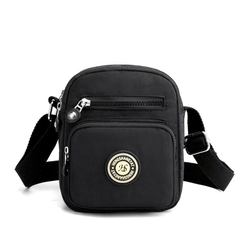 Gelory Women's Waterproof Nylon Crossbody Bag with Adjustable Strap - Multi-Pocket Mini Messenger Shoulder Bag for Travel, Work & Daily Use (Black)