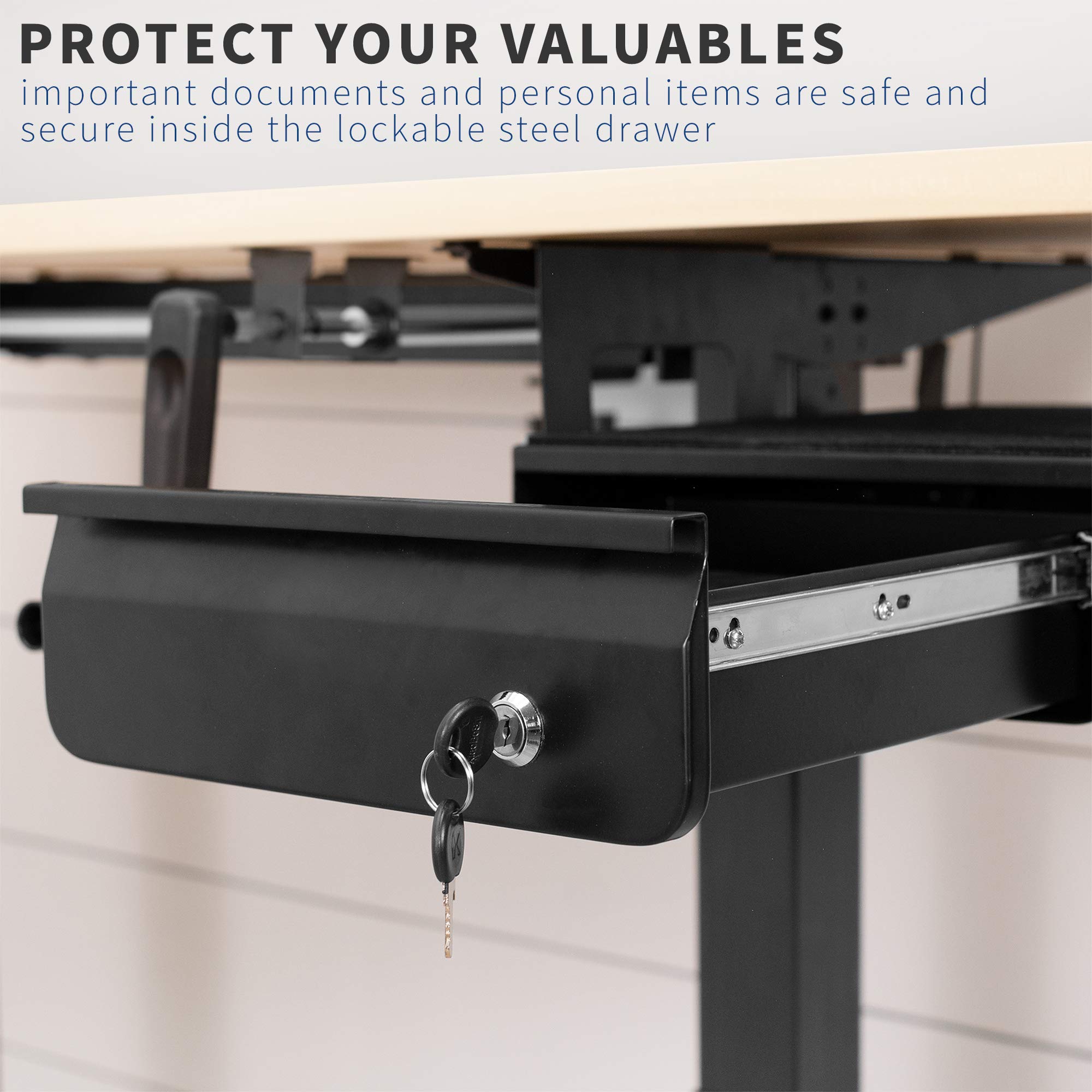 VIVO 13 inch Under Desk Lockable Slide Out Drawer - Secure Home Office Storage Organizer, Black (DESK-AC03L-B) | Space-Saving File Organizer for Documents, Office Supplies & Electronics | Perfect for Workstations, Standing Desks & Small Spaces