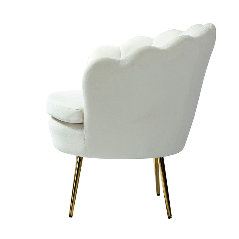 Evelia Velvet Scalloped Barrel Chair - Luxurious Velvet Accent Chair with Curved Back for Living Room, Bedroom & Office - Perfect for Reading Nook, Lounge Area or Home Decor
