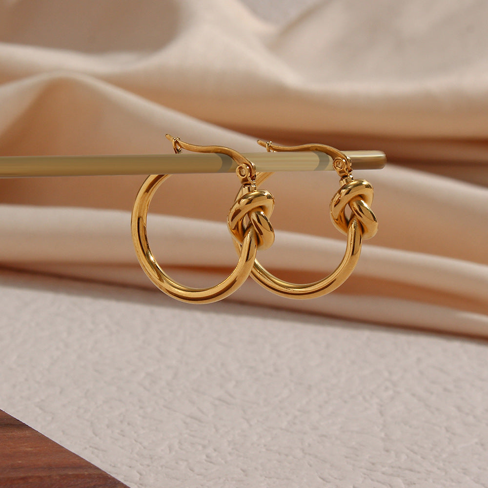 Elegant Gold Knot Hoop Earrings for Women - Minimalist Everyday Jewelry Gift | Perfect for Daily Wear, Office, and Special Occasions