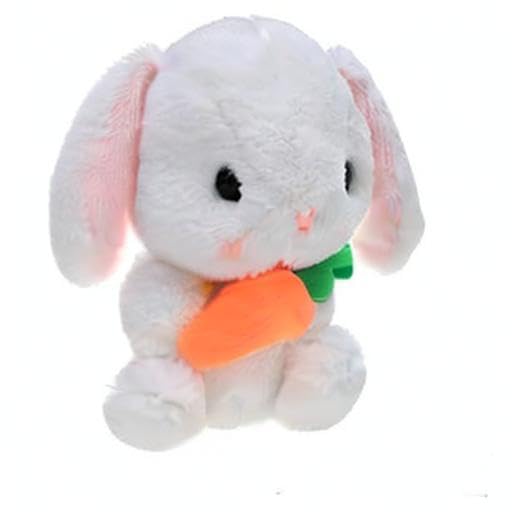 Easter White Stuffed Bunny Plush Toy - Soft Realistic Long-Eared Standing Rabbit with Carrot - Perfect for Easter Decorations, Kids Gifts & Nursery Room Decor
