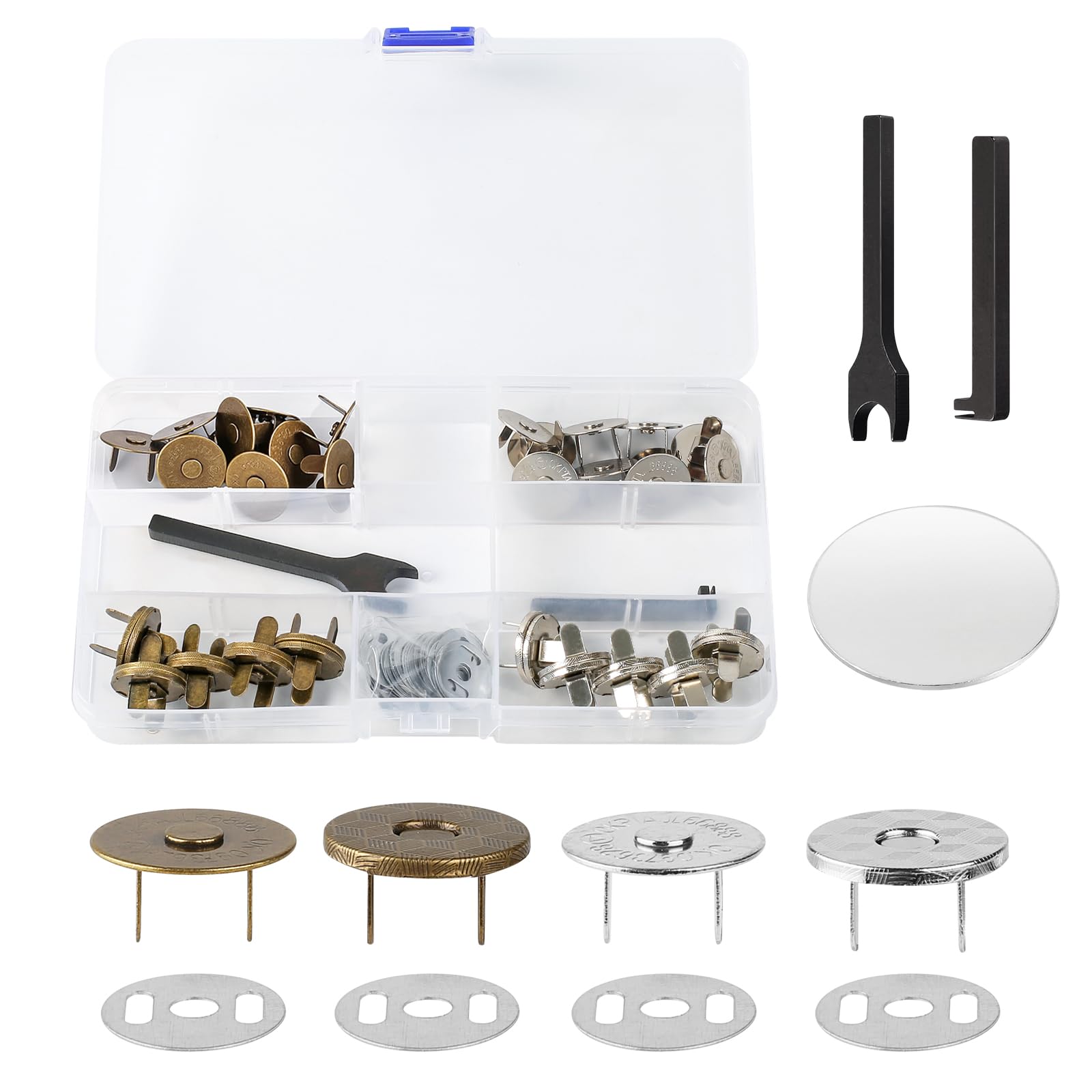 20 Sets 18MM Thin Magnetic Snaps - Strong Magnetic Buttons for Purses, Bags, Leather & Clothing - Secure Fasteners for DIY Handbags, Jackets, Wallets & Craft Projects