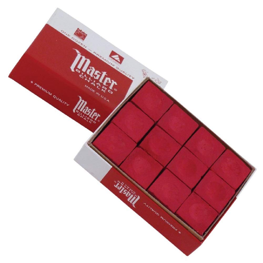 Premium Master Red Billiard Chalk - Box of 12 Cubes for Pool, Snooker & Carom - Perfect for Professional Players & Home Game Rooms
