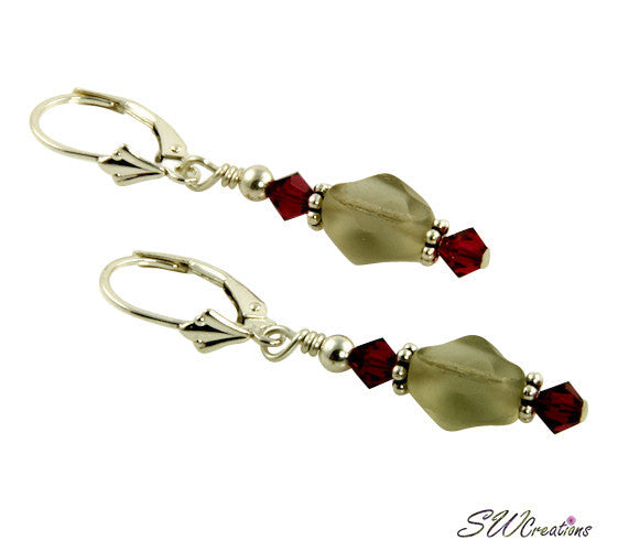 Ruby Grey Window Beads Beaded Earrings for Women | Bohemian Dangle Earrings | Handmade Glass Bead Jewelry | Perfect for Parties, Weddings & Everyday Wear