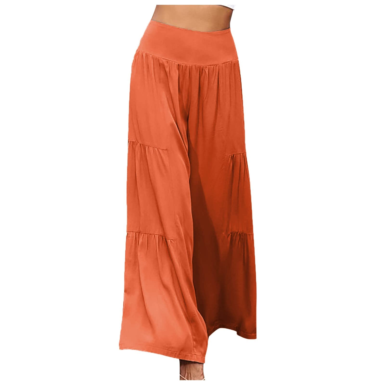 Qoxiao Women's Fashion Wide Leg Palazzo Pants - Soft Linen Yoga Pants for Fall & Winter - Comfortable High Waisted Lounge Pants for Yoga, Travel & Casual Wear