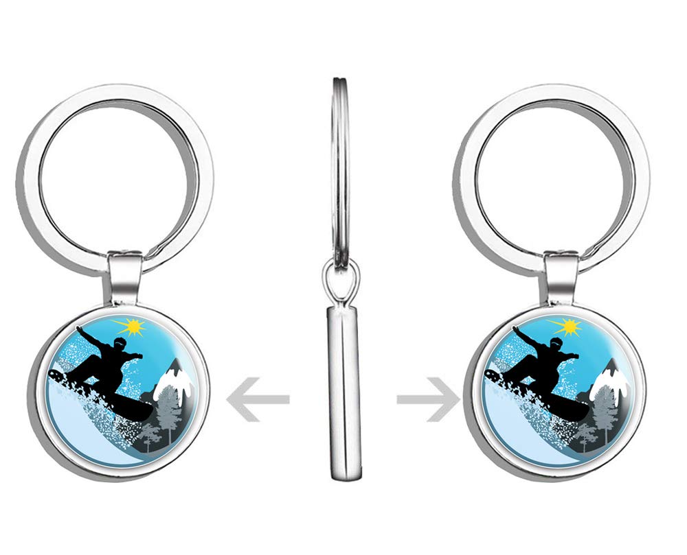 Premium Double-Sided Stainless Steel Snowboarding Keychain - Durable Key Ring Holder for Car Keys & Key Finder - Perfect for Winter Sports Enthusiasts & Outdoor Adventures