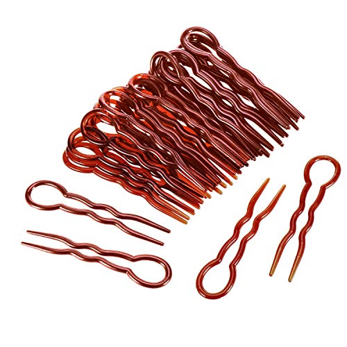 Canomo 36 Pieces U-Shaped Plastic Hair Pins - Spiral Hair Grip Clips for Braids, Twists & Updos - Secure Styling Hair Accessories for Women & Girls (Brown) - Perfect for Weddings, Parties & Everyday Hairstyles