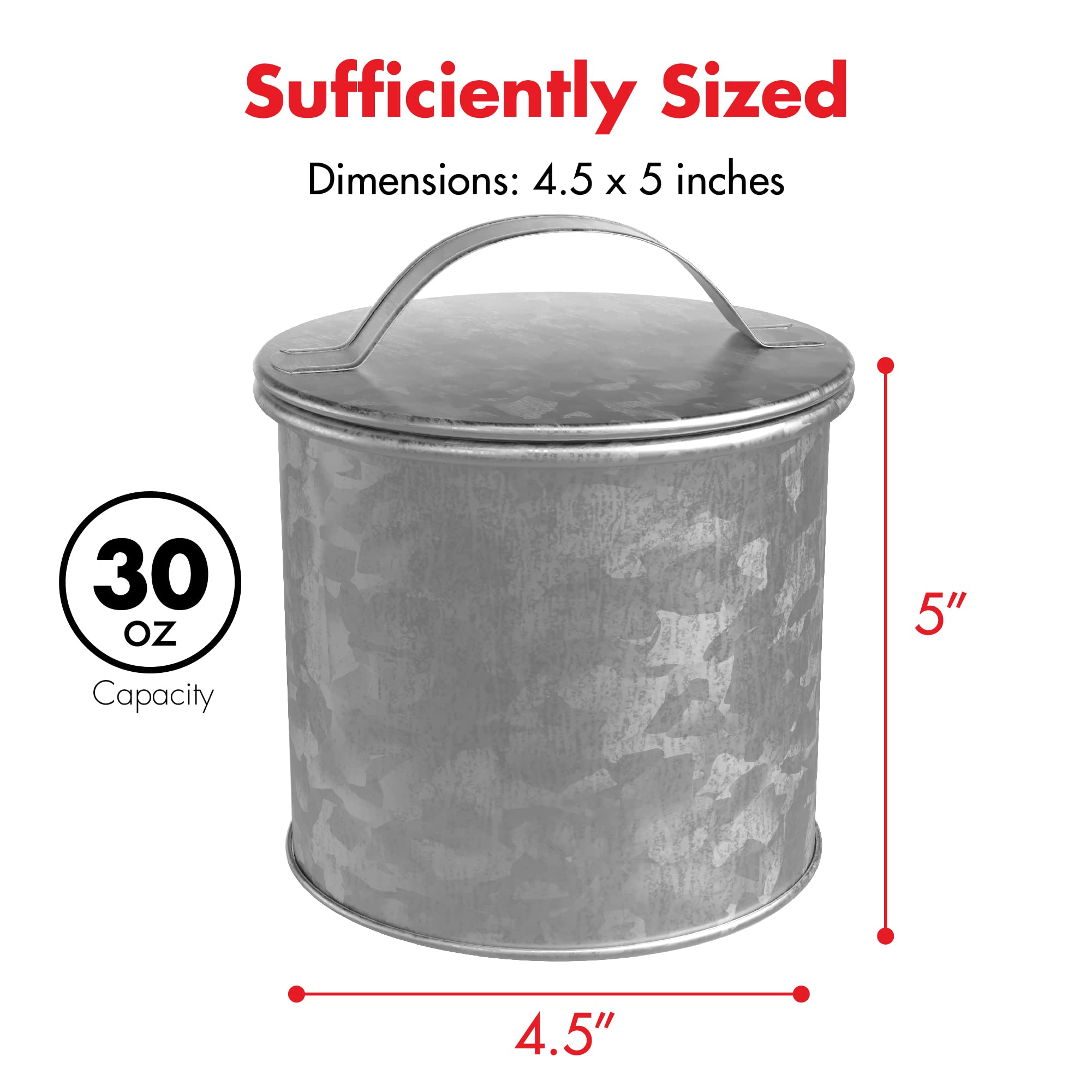 Amici Home Newport 30oz Galvanized Metal Canister - Airtight Dry Food Storage Container for Kitchen Countertop | Farmhouse & Rustic Decor | Perfect for Storing Coffee, Flour, Sugar & Pantry Items (Silver)