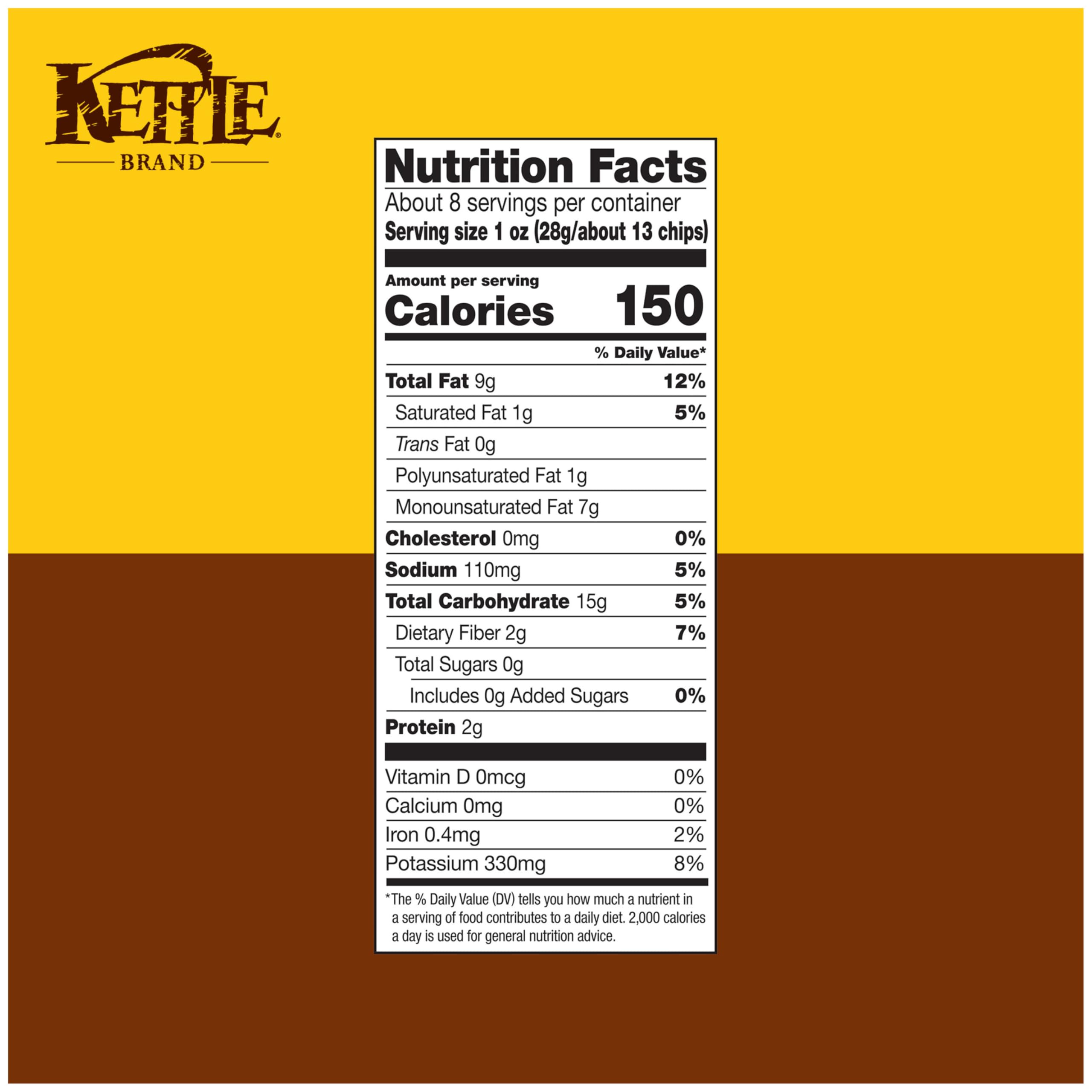 Kettle Brand Sea Salt Kettle Cooked Potato Chips - 7.5 Oz Bag - Crunchy Snack for Parties, Picnics & Lunchboxes - Gluten Free & Non-GMO