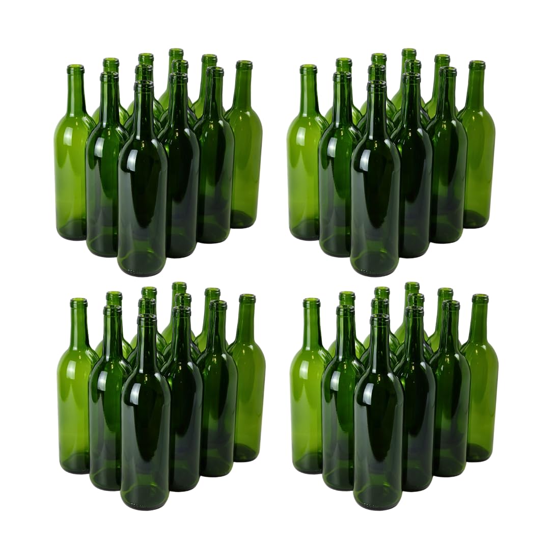 FastRack 48-Pack 750ml Champagne Green Glass Wine Bottles - No Corks Included (4 Cases of 12) - Perfect for Home Brewing, Wine Making & DIY Craft Projects