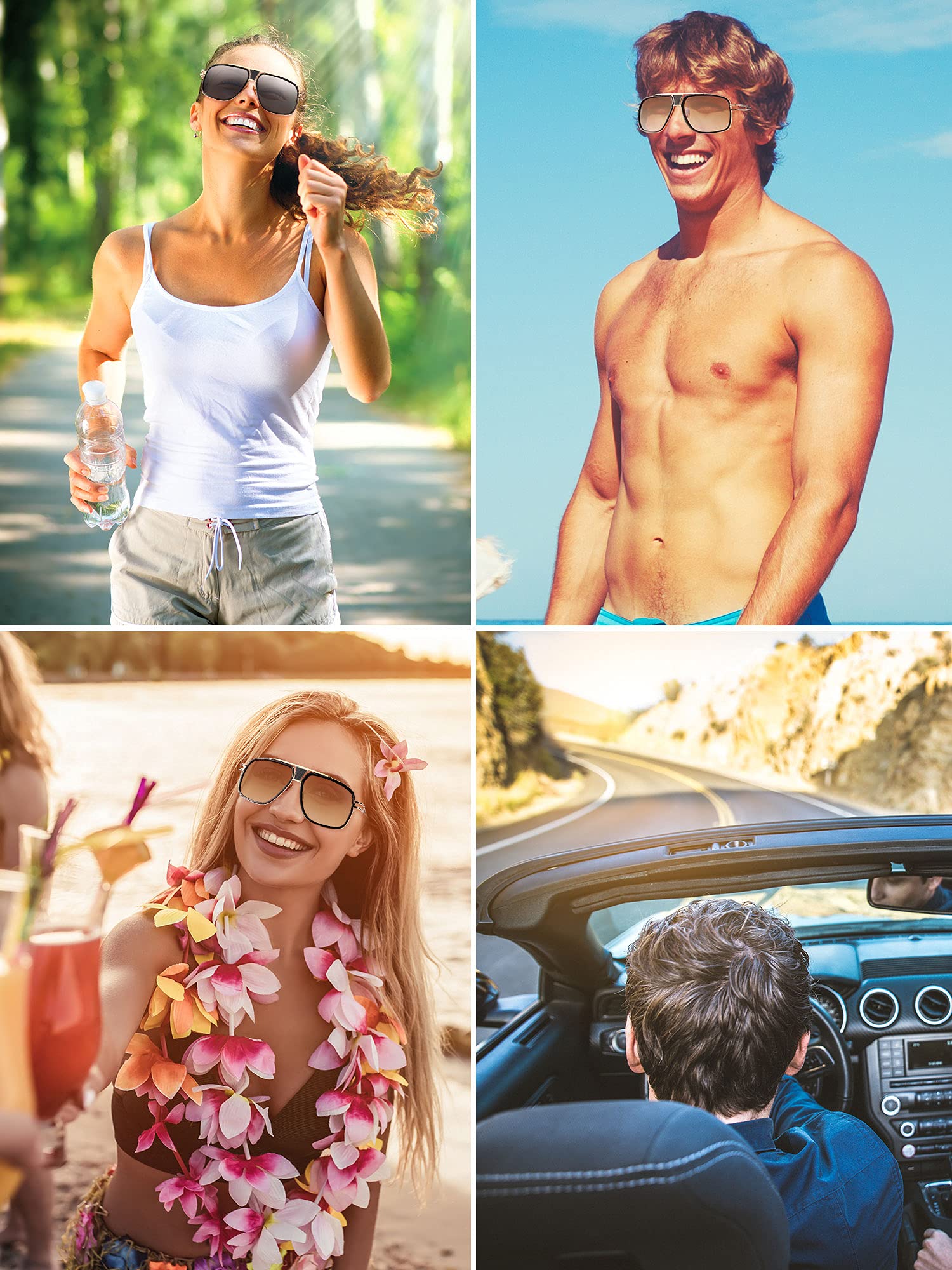 Frienda Retro Sunglasses for Men - 3 Pairs Fashion Metal Gold Frame Oversized Shades - Perfect for Driving, Beach & Outdoor Activities