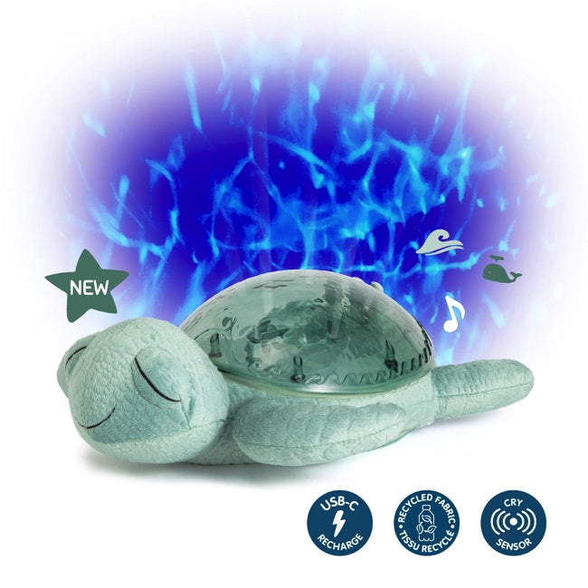 Cloud B Tranquil Turtle Rechargeable Night Light - Soothing Ocean Wave Projector for Kids & Baby Nursery, Green - Perfect for Bedtime Relaxation & Sleep Aid