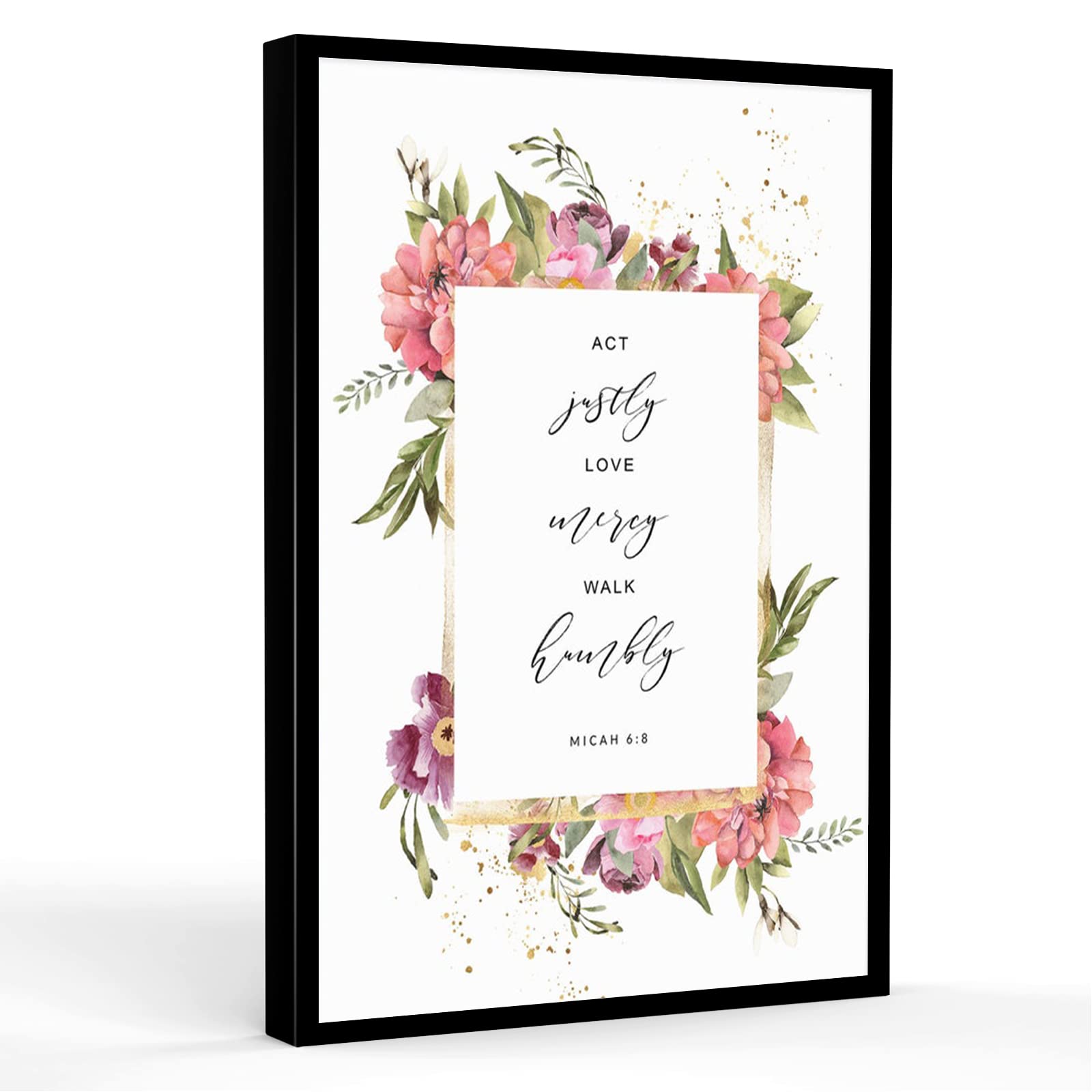 16''x24'' Framed Modern Canvas Wall Art - Micah 6:8 Bible Verse Print, Inspirational Quote Wall Decor for Home, Office & Church - Act Justly, Love Mercy, Walk Humbly Scripture Art