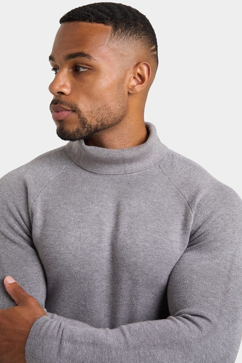 Supersoft Turtleneck Sweater for Women - Grey Marl Knit Pullover - Perfect for Winter Layering & Office Wear