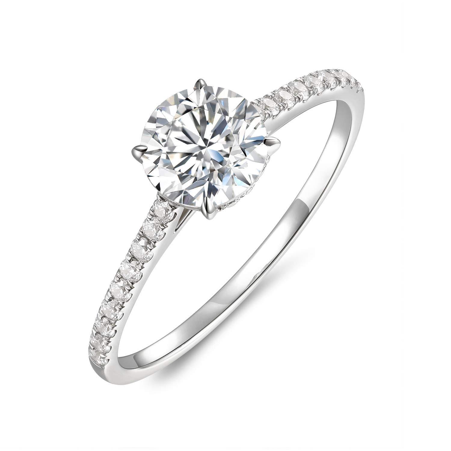 14K Yellow or White Solid Gold 1 Carat Wedding Engagement Ring for Women - Classic Solitaire Diamond Bridal Jewelry for Proposals, Anniversaries & Special Occasions
