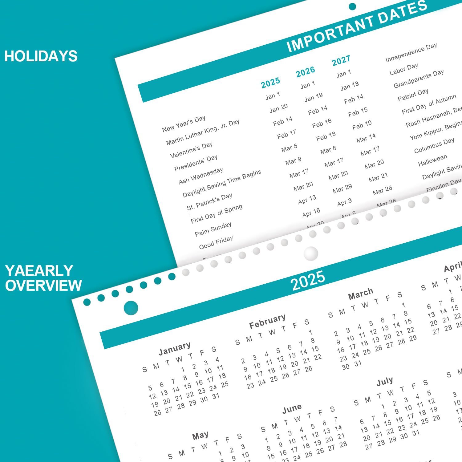 2025-2026 Wall Calendar Set - 2 Pack Monthly Planner (July 2025-December 2026) | 18-Month Hanging & Desk Calendar | 11