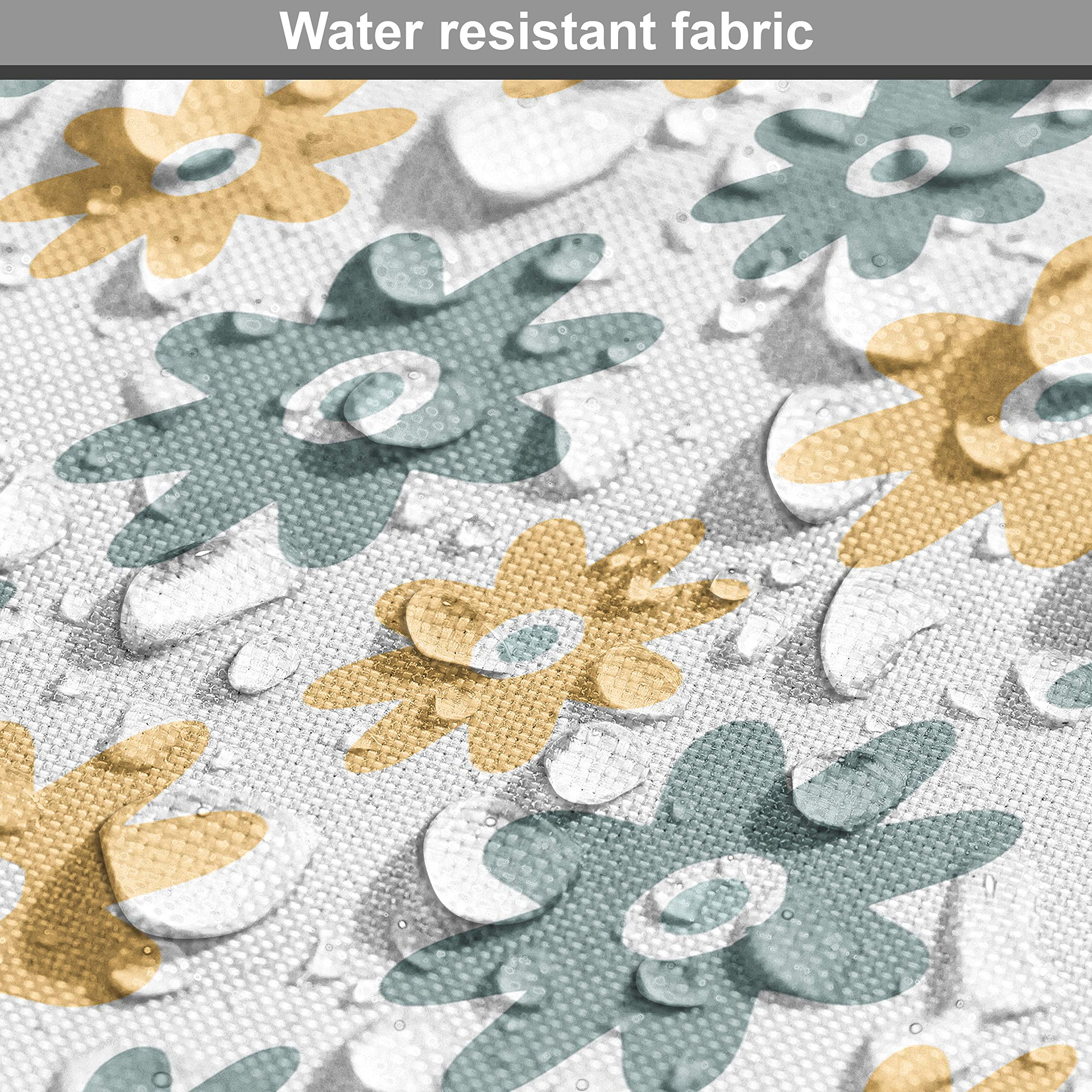 Ambesonne Garden Fabric by The Yard - Lively Wildflowers Daisies Retro Spring Nature Print | Decorative Upholstery & Home Decor Fabric | 10 Yards Almond Green Mustard | Perfect for DIY Curtains, Pillows & Table Runners