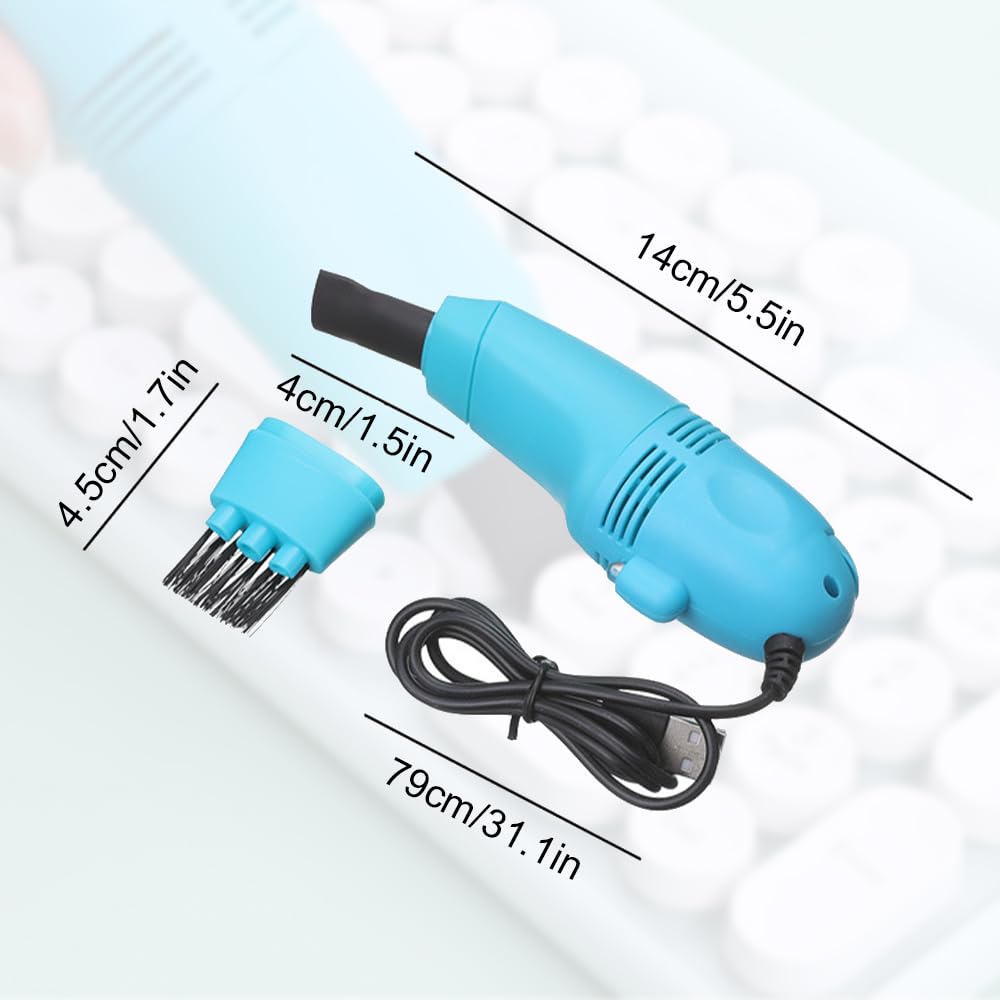 Mini USB Cordless Keyboard Vacuum Cleaner - Portable Computer Vacuum for Laptop, PC, Car & Home Use (Blue) | Perfect for Office Desks, Gaming Setups & Travel Accessories
