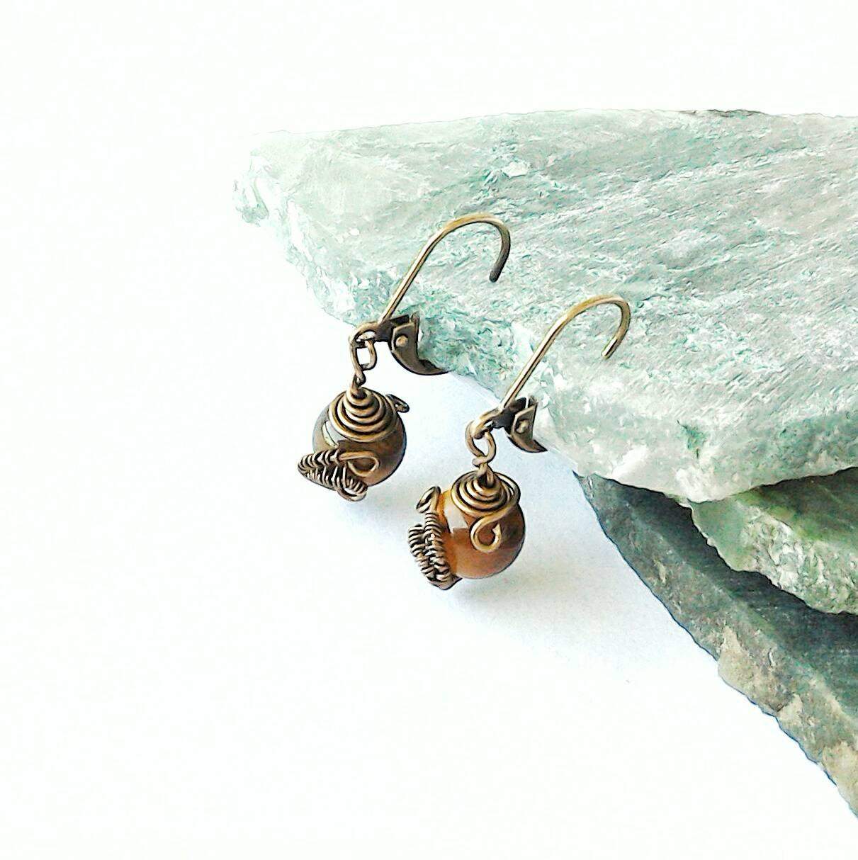 Original Tiger's Eye Lever Back Earrings – Natural Stone Jewelry for Women, Gift for Her, Perfect for Parties & Special Occasions