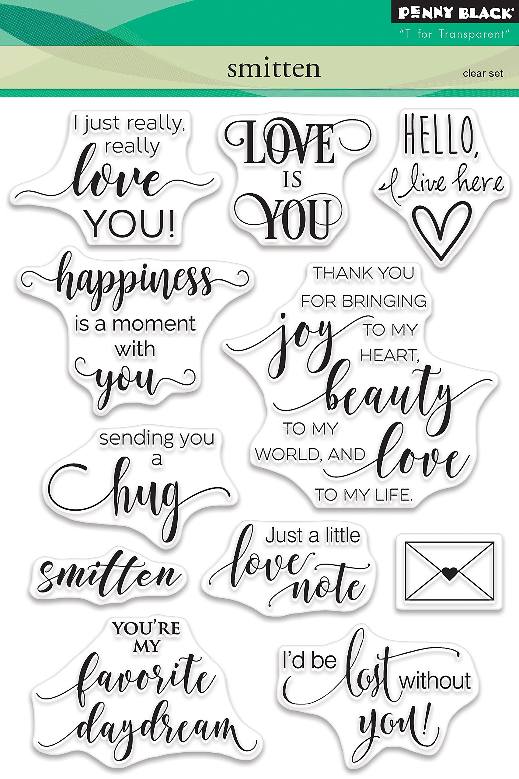 Penny Black 30-455 Smitten Clear Stamps for Card Making, Scrapbooking & DIY Crafts - High-Quality Rubber Stamps for Greeting Cards, Invitations & Paper Projects