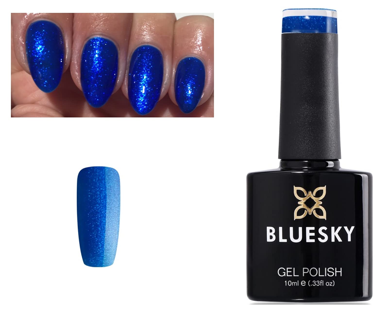 Bluesky BLUE GLITTER Blue Curacao Crystal Fine Glitter Sparkle Nail Gel Polish SJ14 - 10ml UV LED Soak Off Gel for Manicures & Nail Art | Perfect for Salon, Home Use & Special Occasions