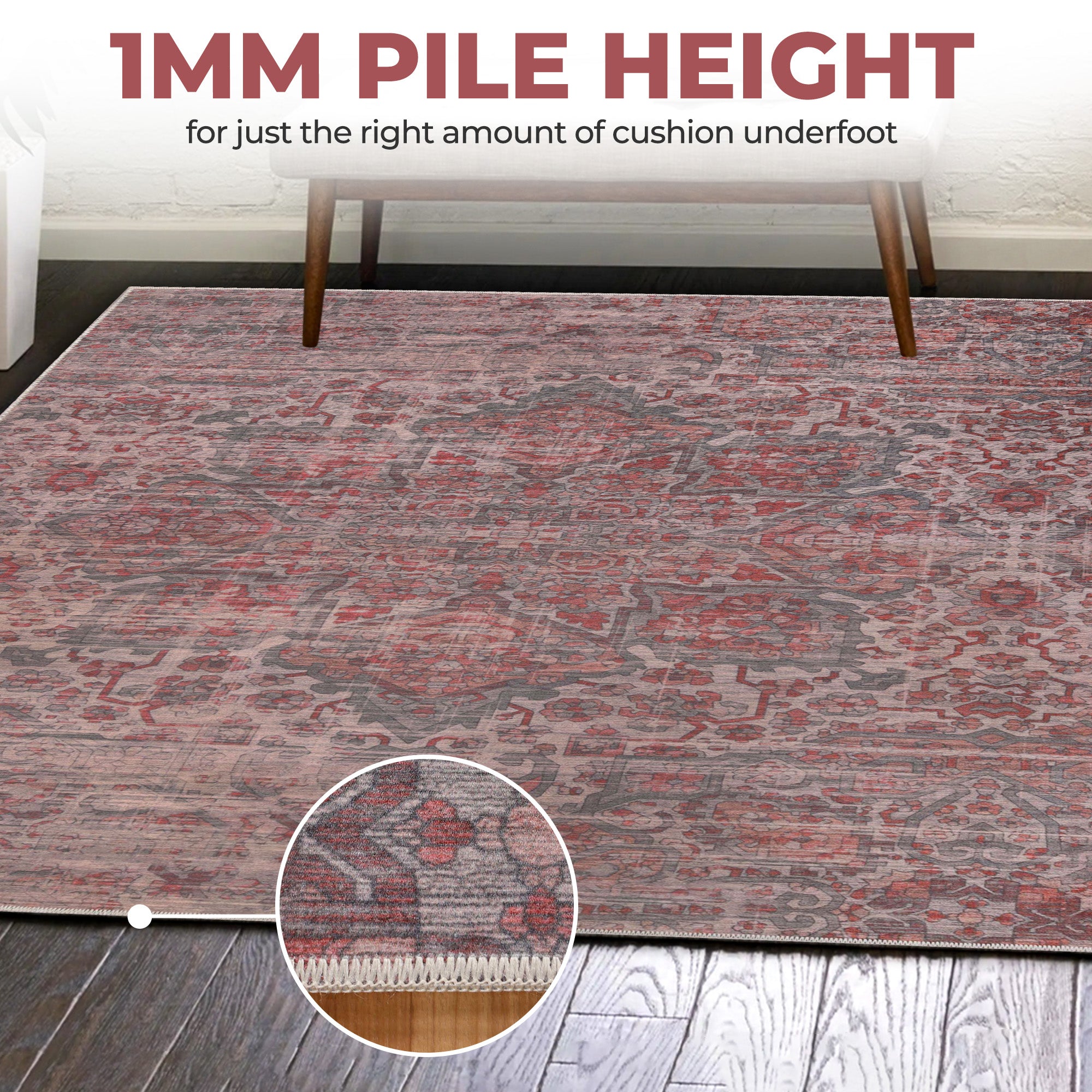 Boho Non-Slip Washable Indoor Area Rug - Machine Washable Runner for Living Room, Bedroom, or Hallway Decor