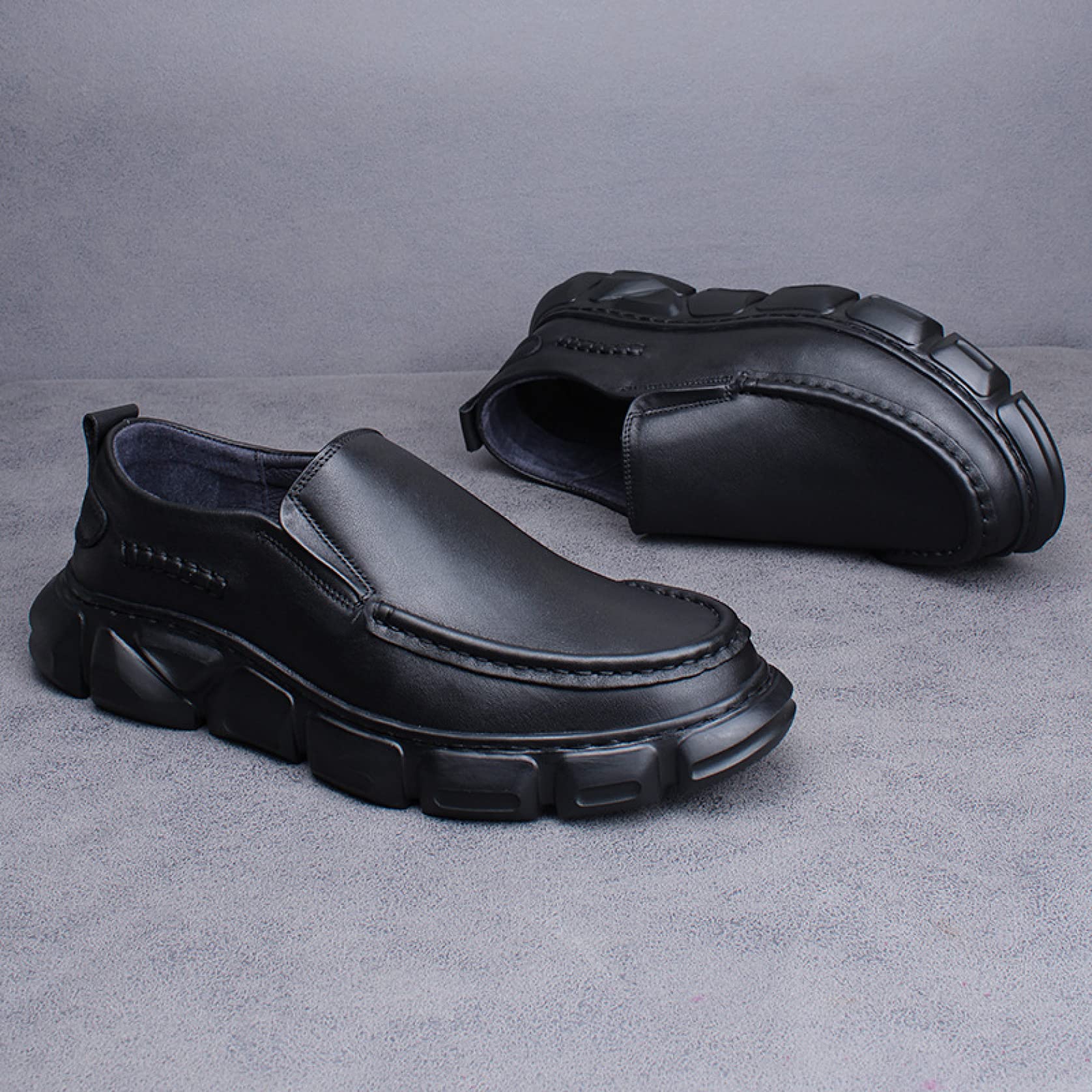 **Men's Genuine Leather Loafers - Breathable Soft Slip-On Casual Shoes for Walking & Office - Non-Slip Thick Sole Comfortable Dress Shoes for Men - Perfect for Business, Travel & Daily Wear**