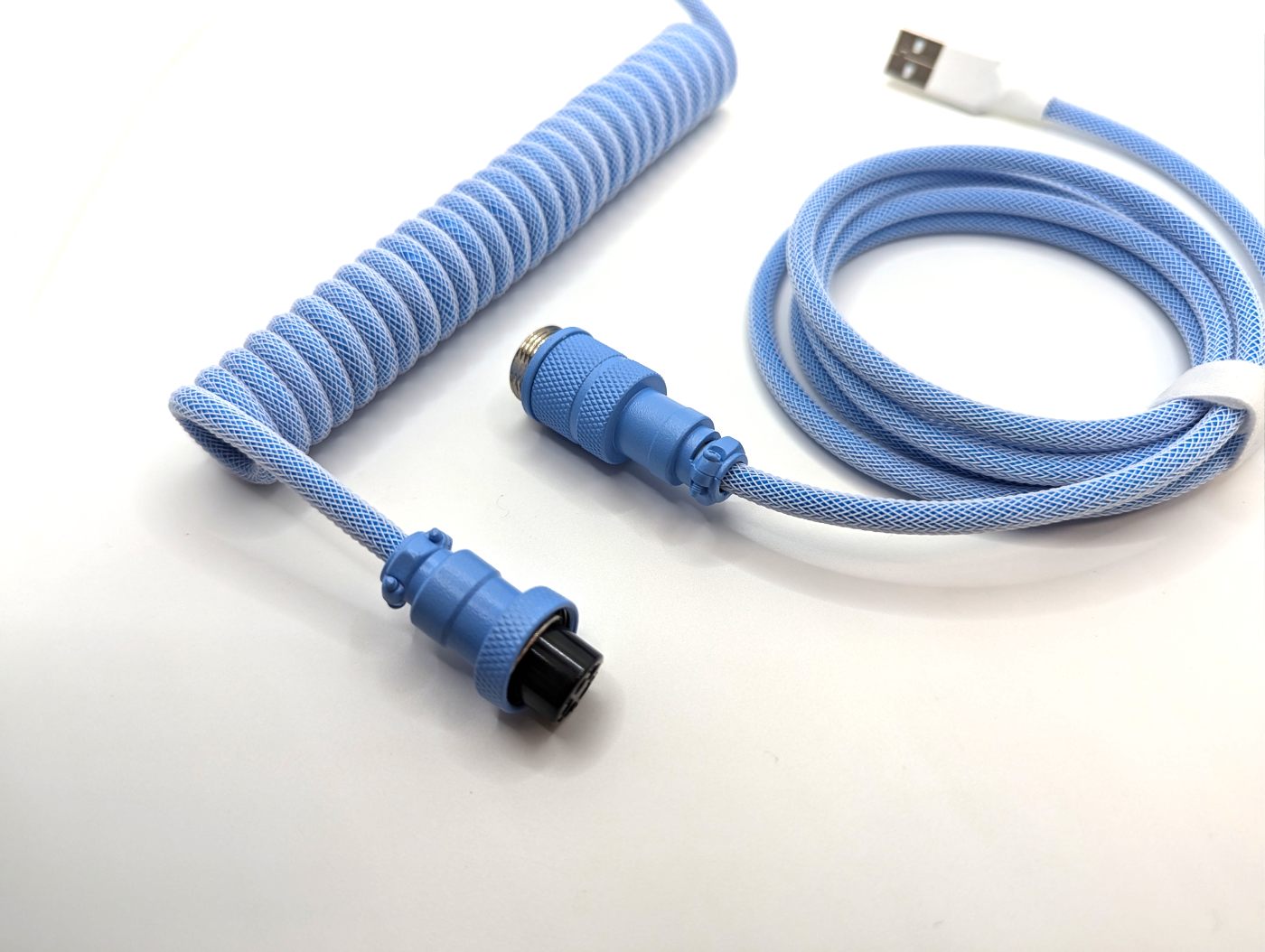 Premium Coiled USB-C Keyboard Cable - Durable & Tangle-Free for Mechanical Keyboards (Sky Blue) - Perfect for Gaming, Typing & Office Workstations