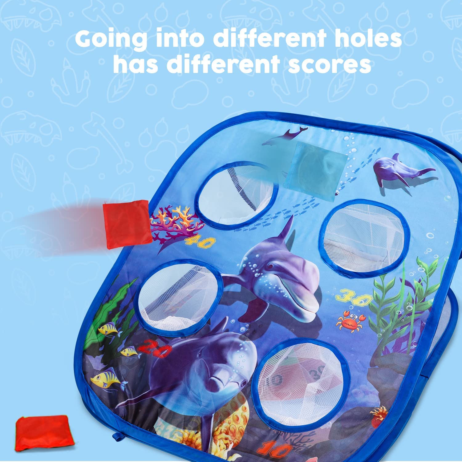 TOY Life Kids Cornhole Outdoor Game Set - Dinosaur Themed Bean Bag Toss for Ages 3-7 - Fun Backyard Lawn Games for Family Picnics, Birthday Parties & Outdoor Playtime