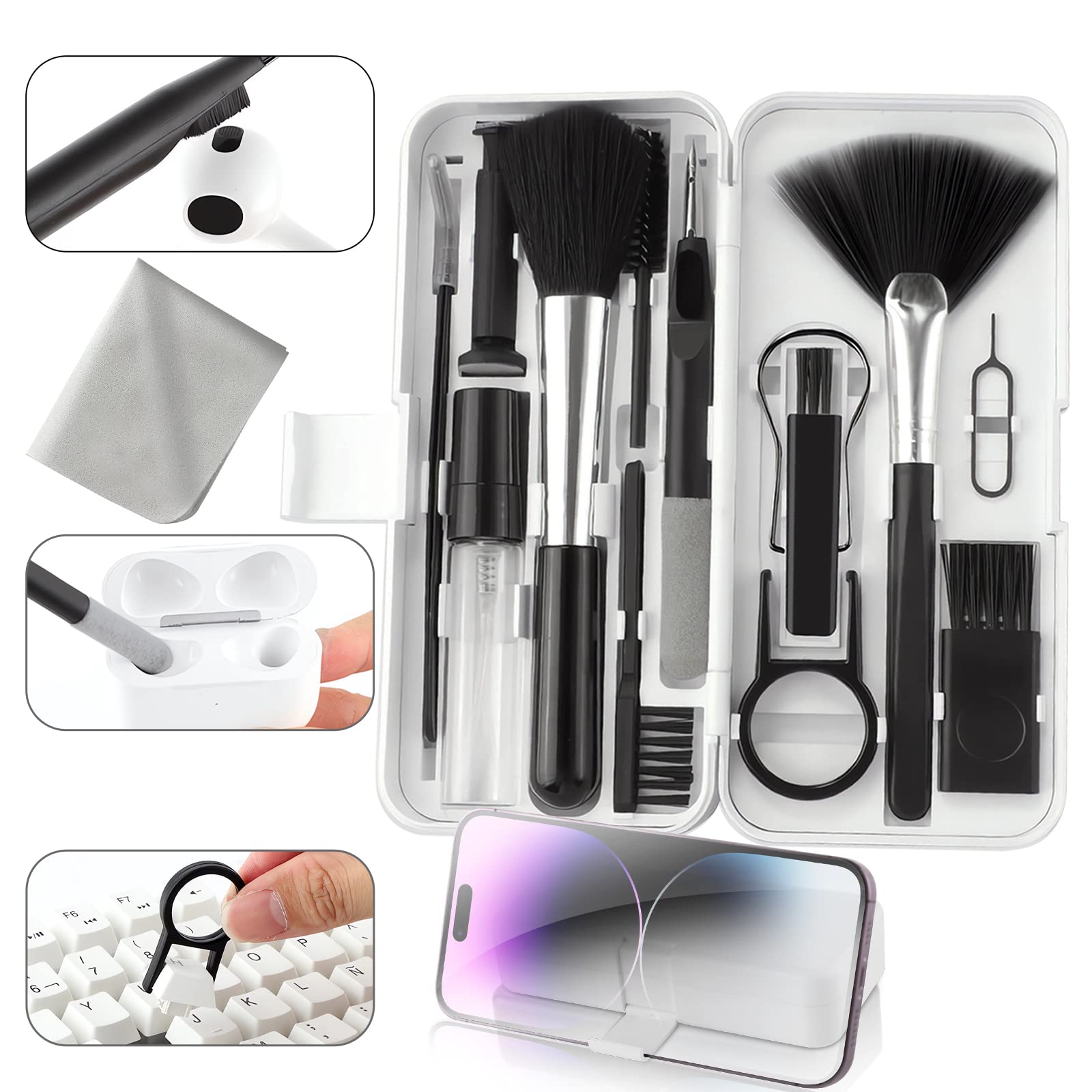 18-in-1 Laptop Cleaning Kit with 5ml Cleaning Solution - Keyboard Cleaner, Electronic Cleaner for AirPods, Laptops, Phones & Screens - Perfect for Home, Office & Travel Use