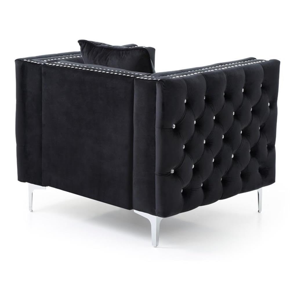 Glory Furniture Paige Velvet Chair in Black - Luxurious Velvet Upholstered Accent Chair for Living Room, Bedroom or Office