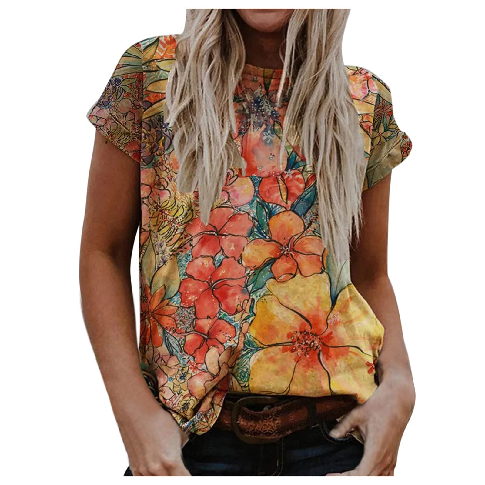 Women's 3/4 Sleeve V-Neck Summer Tops - Soft Loose Pullover Blouses with Cute Prints | Comfortable Casual T-Shirts for Beach, Office & Everyday Wear