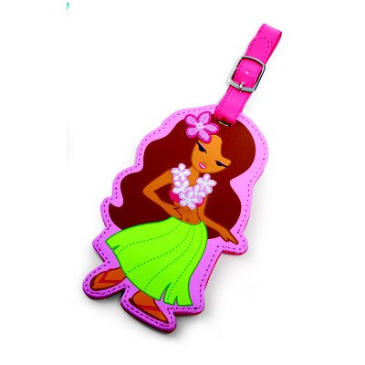 Russ Berrie Hula Girl Luggage Tag - Vibrant Hawaiian-Themed Baggage Identifier for Travel Accessories, Suitcases & Backpacks - Perfect for Tropical Vacations, Beach Trips & Cruise Adventures