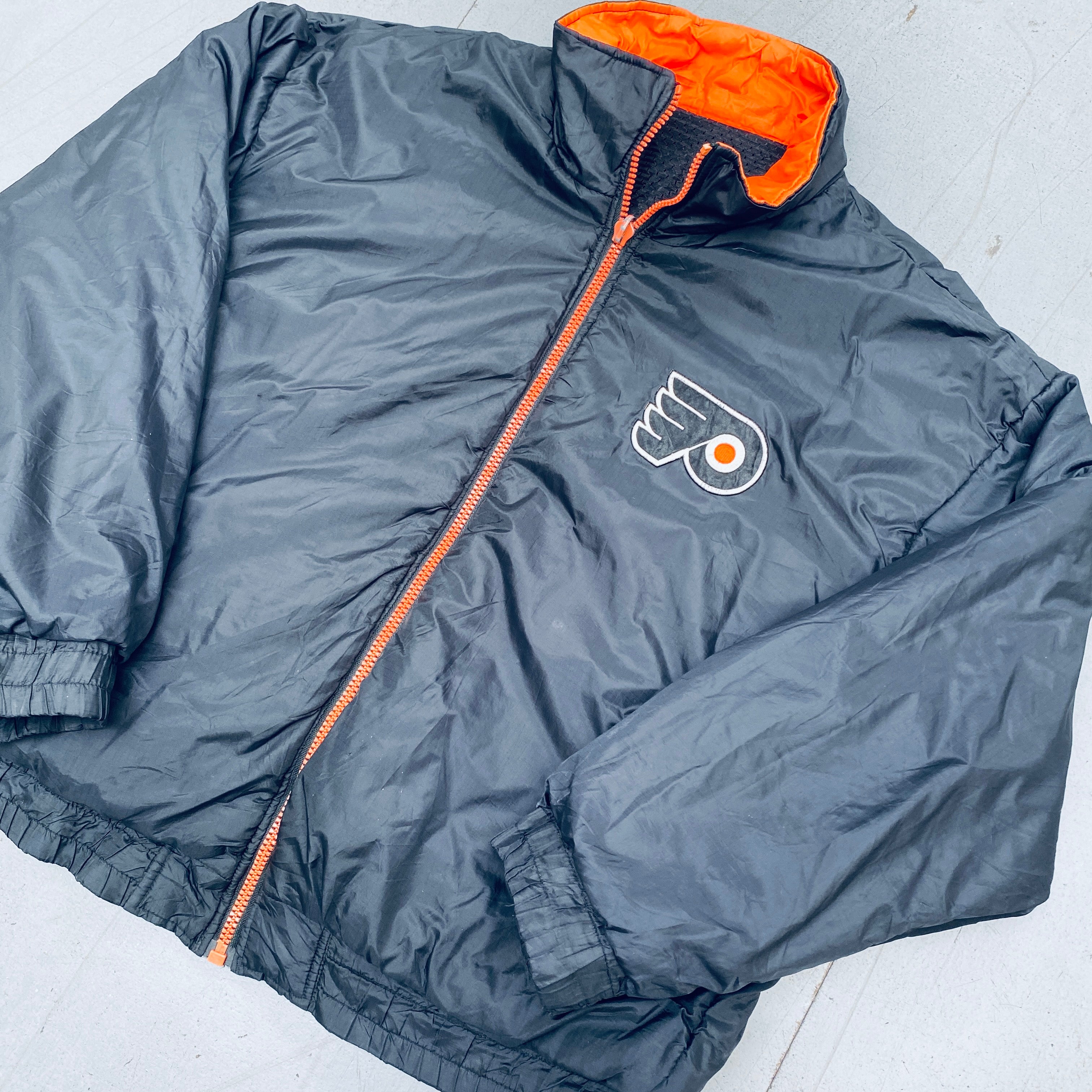 Philadelphia Flyers 1990s Reversible Full-Zip Hockey Jacket - Vintage NHL Fan Gear, XL/XXL - Perfect for Game Day & Retro Sports Fashion