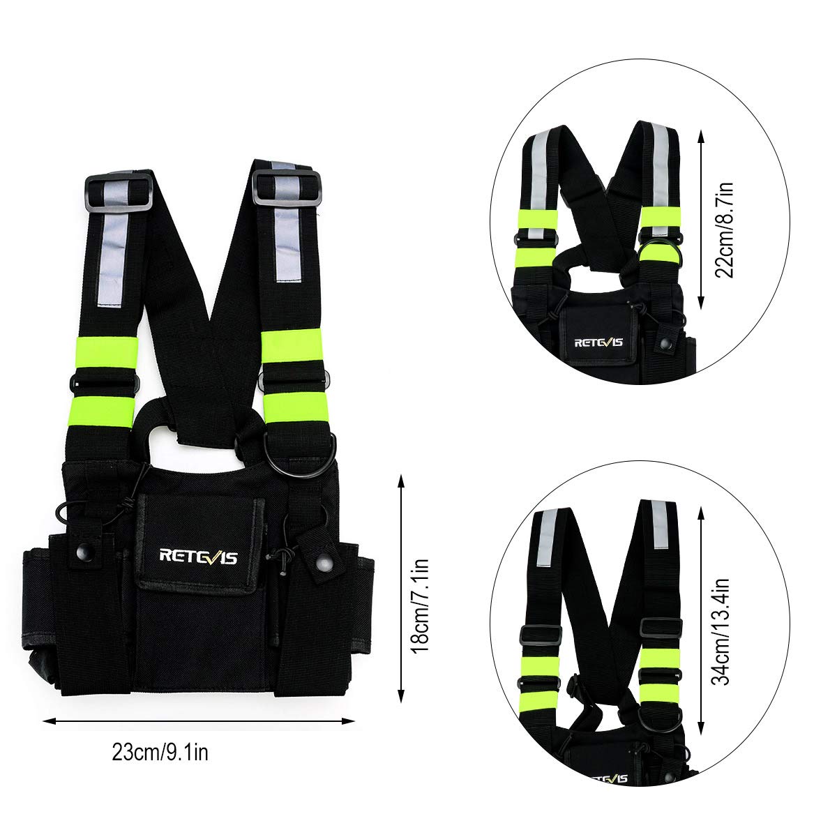 Retevis HB02 Universal Radio Chest Harness - Compatible with H-777, RT27, RT22, RT15, RT19, RB17, RT17, RT67 Two-Way Radios - Durable Tactical Bag with Front Pouches & Zipper Pocket (1 Pack) - Ideal for Security, Construction, and Outdoor Adventures