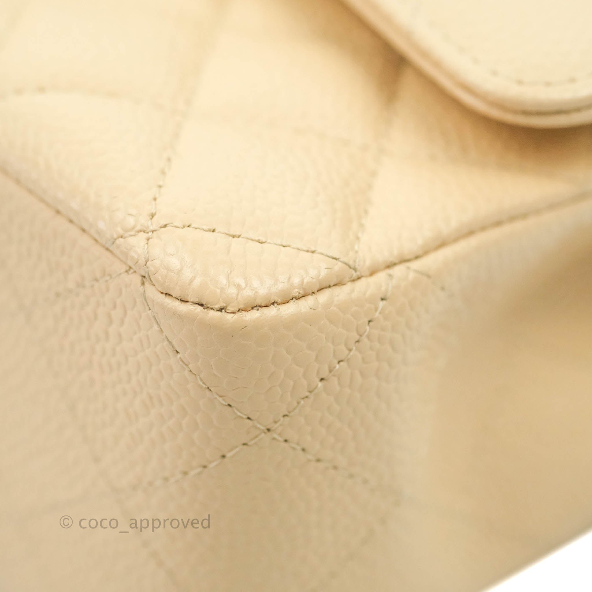 Chanel Classic Medium Double Flap Bag Quilted Beige Caviar Leather with Gold Hardware - Luxury Designer Handbag for Women, Perfect for Work, Date Night & Special Occasions