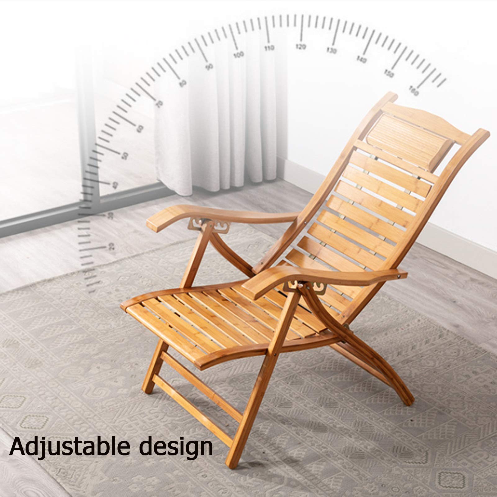 Adjustable Wooden Folding Recliner Chair - 5-Position Backrest with Headrest, Outdoor Sun Lounger for Garden, Balcony & Patio | Perfect for Relaxing, Sunbathing & Napping