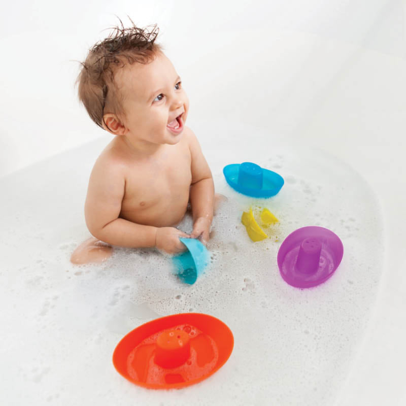 Fleet Stacking Boats Bath Toy for Toddlers - Colorful Floating Boat Set for Kids Bathtub Playtime & Learning Fun
