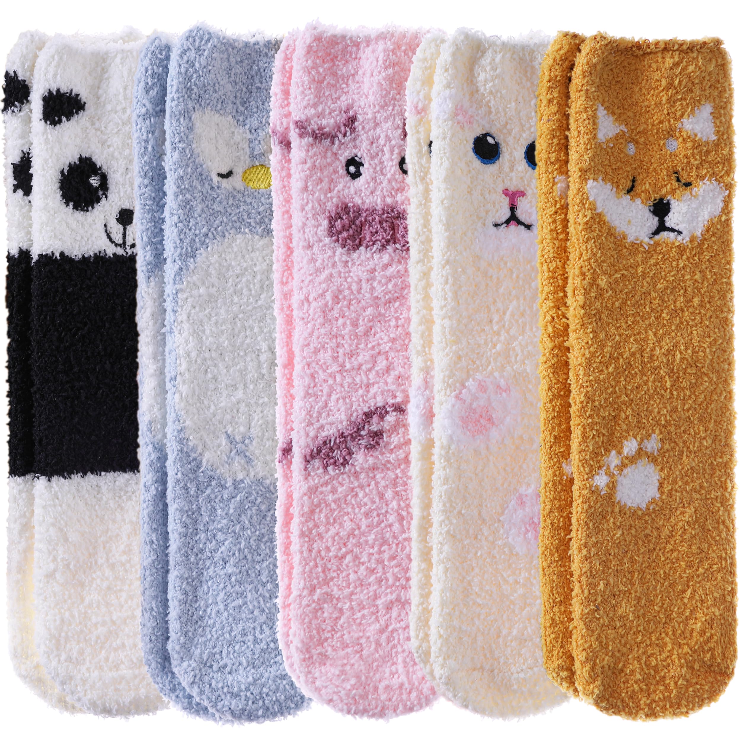 Cozy Fuzzy Socks for Women - Soft Fluffy Winter Warm Slippers with Animal Designs - Perfect for Home, Sleeping & Lounge Wear