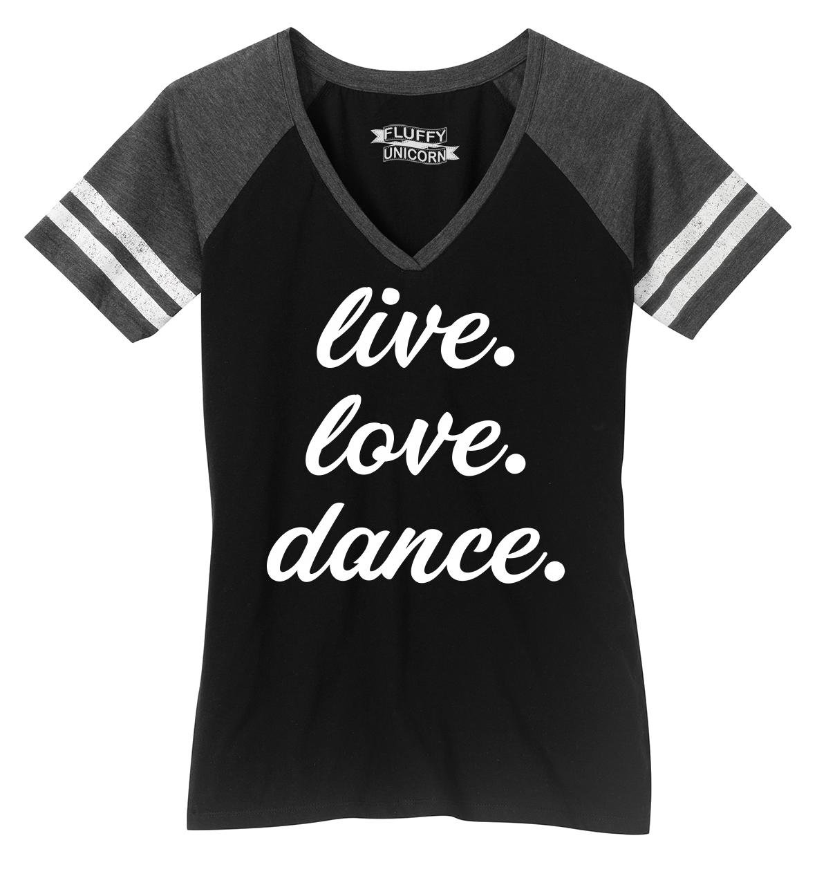 Funny Women's Live Love Dance V-Neck T-Shirt - Casual Graphic Tee for Dancing, Gaming & Everyday Wear
