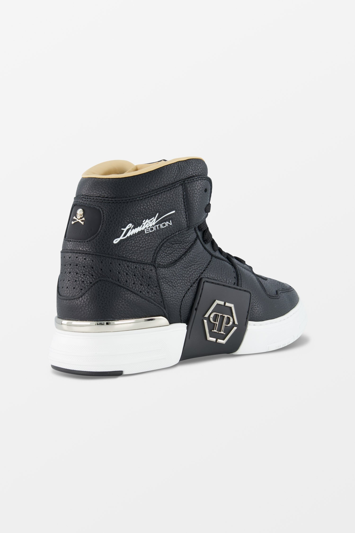Philipp Plein Black Hi-Top Hexagon Sneakers for Men - Stylish Streetwear Fashion Shoes for Casual Wear & Urban Outfits