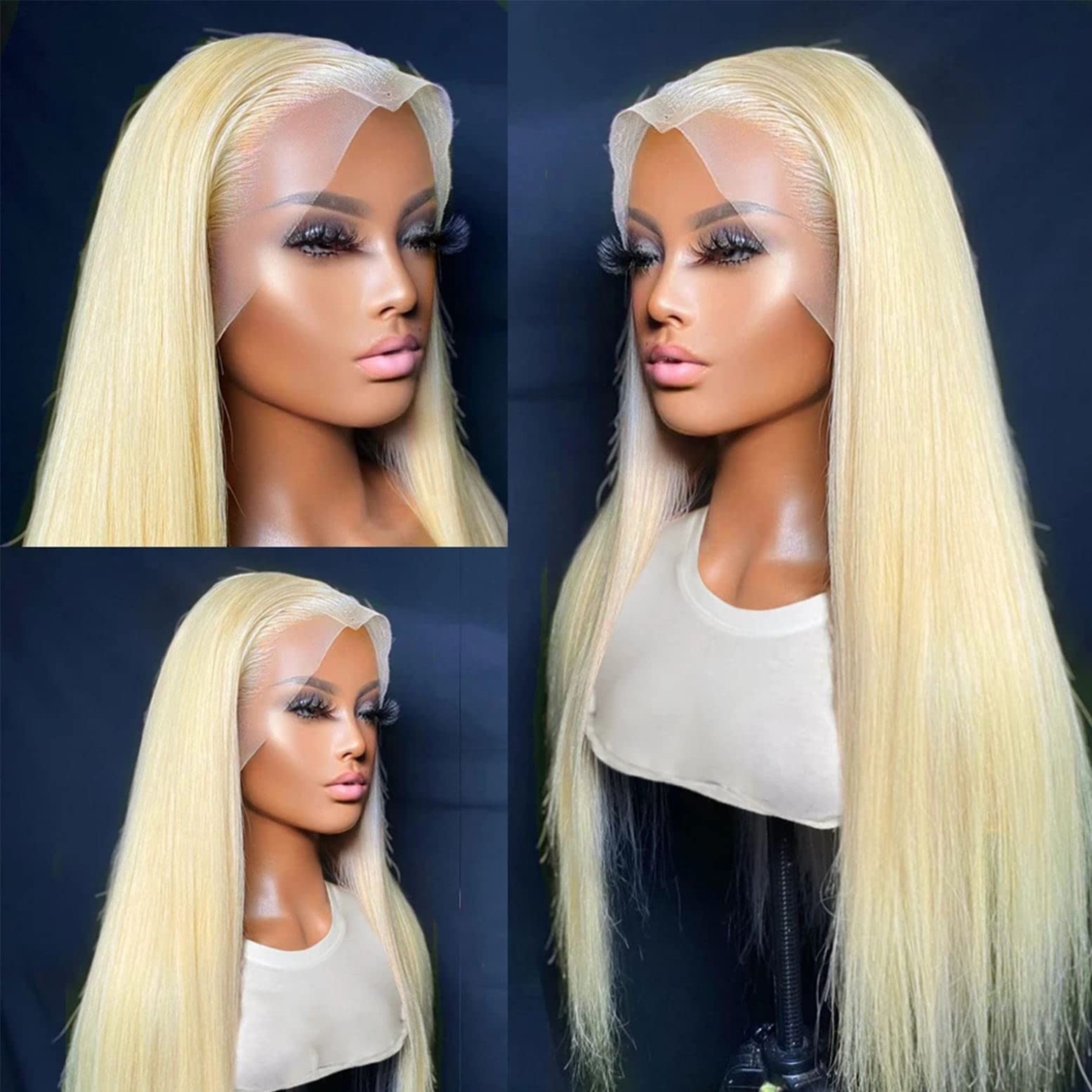 32 Inch 613 Blonde Straight Human Hair Lace Front Wig - 13x6 Transparent HD Lace Frontal - Glueless & Natural Looking - Perfect for Daily Wear, Cosplay, and Special Occasions