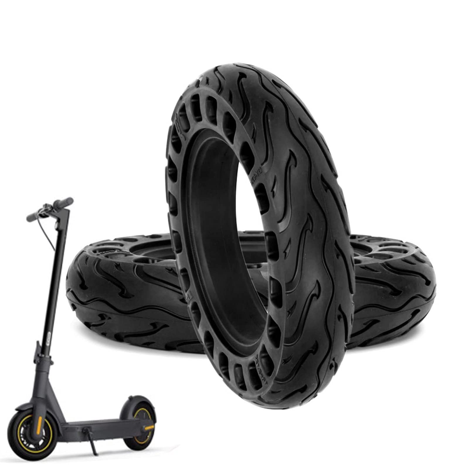 10x2.125 Electric Scooter Tubeless Tires - 2 Pack Honeycomb Design Solid Replacement Tires | Wear-Resistant, High Elastic, Anti-Slip & Explosion-Proof | Perfect for Commuting, Campus Travel & Urban Mobility