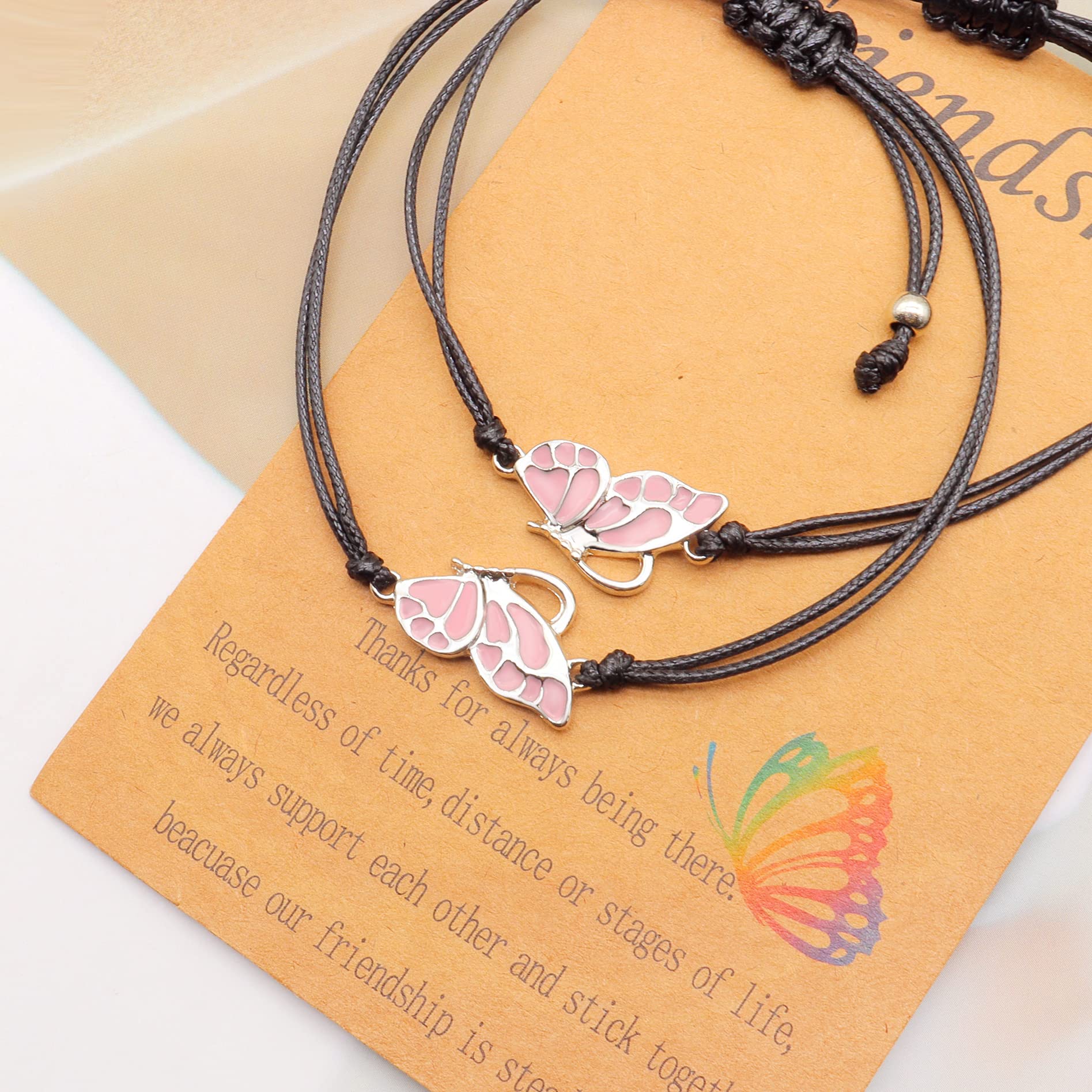 YOOESTORES82 Best Friends Friendship Bracelets Anklet, Long Distance BFF Bracelets, 2 Best Friend Butterfly Bracelets for Women, Promise Matching Anklet Birthday Gifts for Sisters, Couples, and Besties