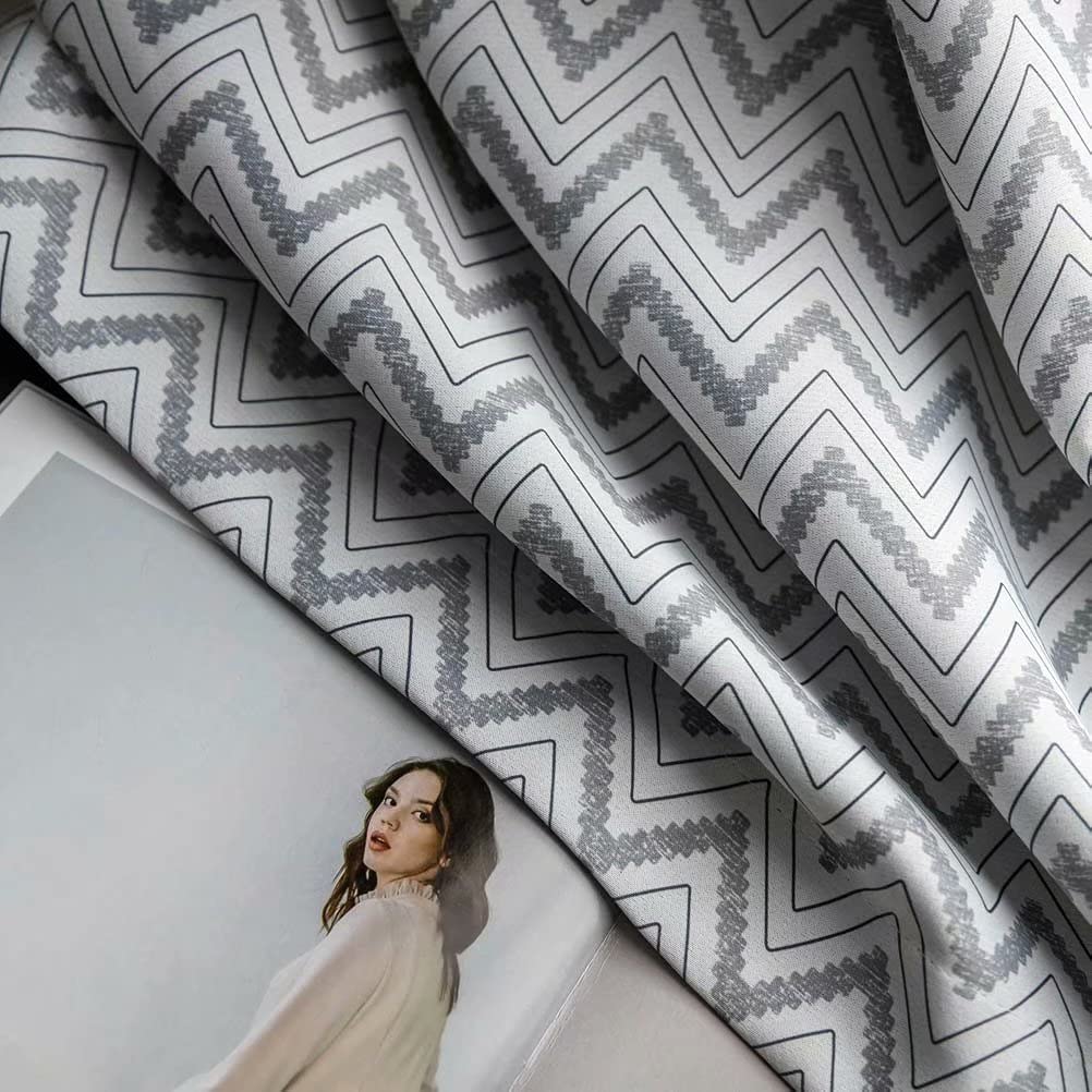 MacoHome Chevron Linen Curtains - 2 Panels Set, 52