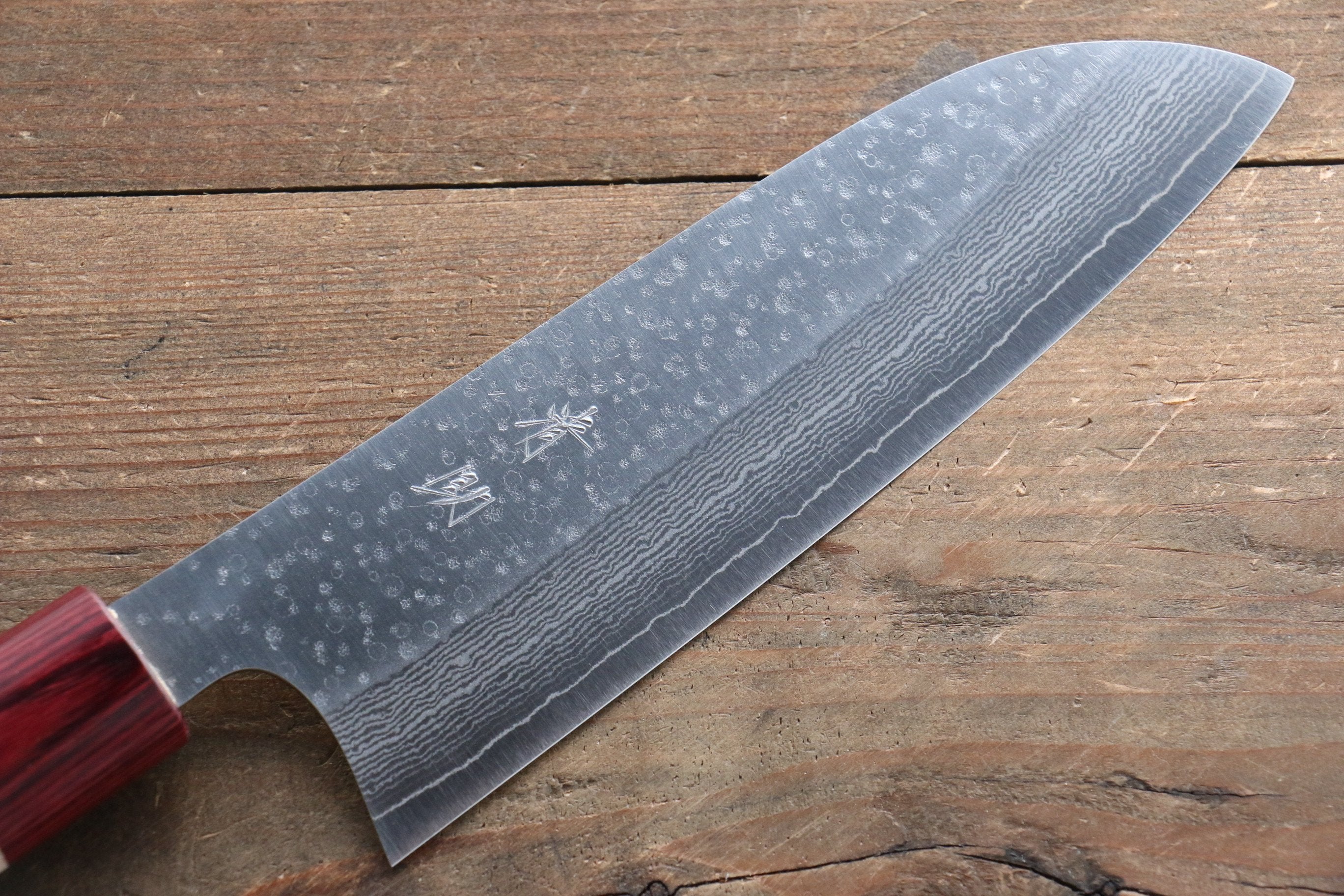 Premium Seisuke VG10 16-Layer Hammered Damascus Santoku Knife 165mm with Magnolia Wood Handle - Japanese Kitchen Knife for Professional Chefs & Home Cooking, Perfect for Slicing, Dicing & Chopping Vegetables, Meat & Fish